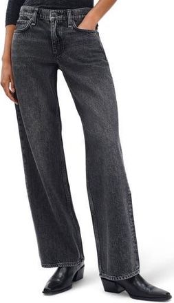 Rag & Bone Saige Low Rise Relaxed Straight Jeans in Charcoal at Nordstrom Rack, Size 28