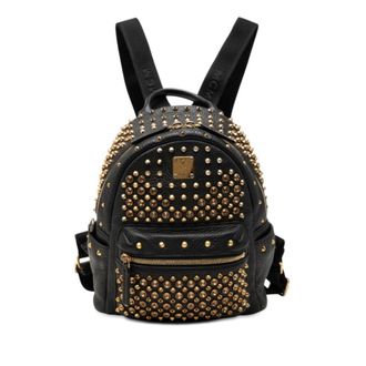 MCM Mcm Visetos Black Leather Backpack (Pre-Owned)