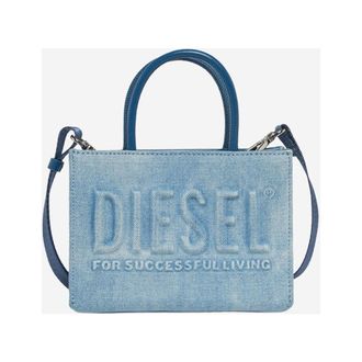 Diesel Tassen, Dames, Blauw, ONE Size, Katoen, 3D Mini Bag