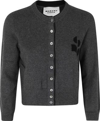 Isabel Marant Gray Lona Cropped Floral Cotton-Blend Cardigan