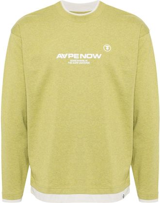 Aape By A Bathing Ape Moonface embroidered long sleeves tee - men - Cotton - S - Green