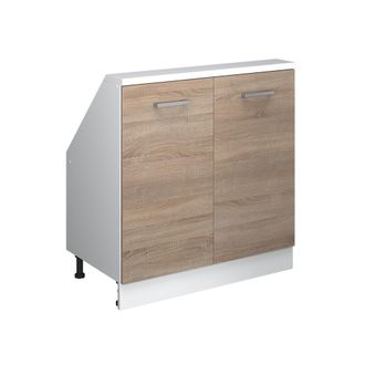 Vicco Armario De Cocina Para Techo Inclinado R-line, Sonoma/blanco, 80 Cm Con 2 Puertas, Vicco