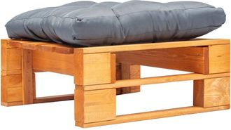 vidaXL Otomana De Palets De Jard&iacute;n Con Coj&iacute;n Gris Madera Marr&oacute;n Miel Vidaxl
