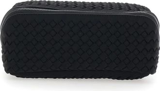 Naghedi Tassen, Dames, Zwart, ONE Size, Leer, Zwarte handtas met verweven motief en ritssluiting aan de bovenkant in ecoleer voor dames