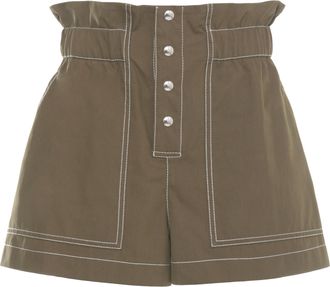 Marni Green Gabardine Elastic Waist Shorts