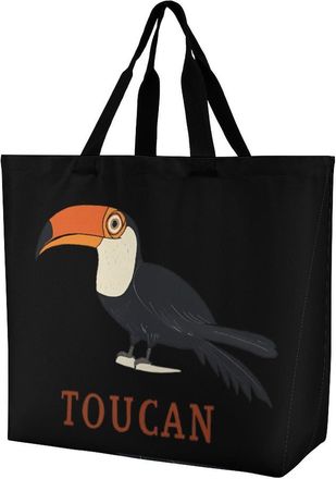 Generic Cute Toucan Reusable Shopping Bags Large Capacity Grocery Bag Heavy Duty Tote for Women 40x40x16cm