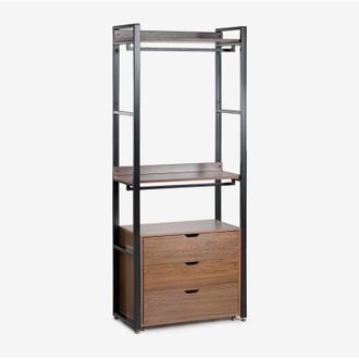 Sklum Sklum - Armario Abierto Con Cajones En Acero Y Madera Ariaster