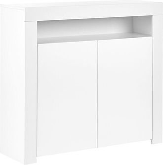 Beliani Beliani - Aparador Led Blanca 108 X 35 Cm Mdf 4 Estantes 2 Puertas Almacenaje Covina