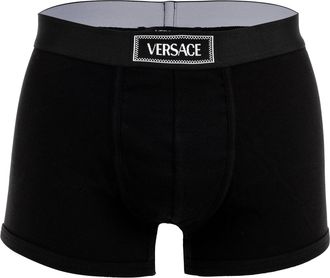 Versace Korte Trunk Tex Ribbekatoenen Boxershorts
