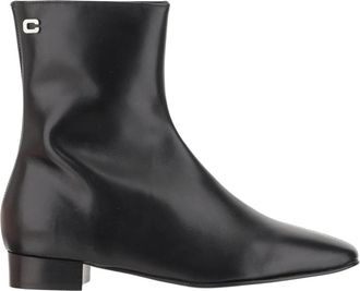 Carel Zwarte leren enkellaarzen met logo - Dames - Enkellaarsjes - Zwart - 38 1/2 EU - Leer - Schoenen