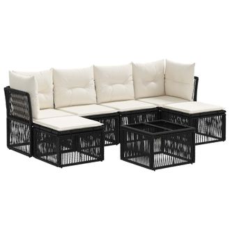 vidaXL Conjunto De Sof&aacute;s De Jard&iacute;n 7 Uds. Negro Rat&aacute;n Sint&eacute;tico Vidaxl