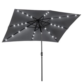 OUTSUNNY Sombrilla De Jard&iacute;n 268x205x248 Cm Parasol De Terraza Con Techo Inclinable Hasta 45&deg; Luces Led Solares E Impermeable Para Patio - Outsunny