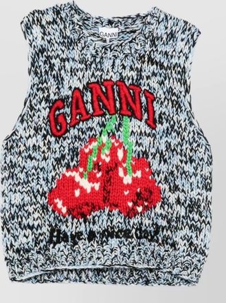 Ganni chunky-knit merino wool sleeveless crewneck vest
