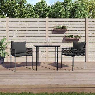 vidaXL Juego Comedor Jard&iacute;n 3 Piezas Y Cojines Rat&aacute;n Sint&eacute;tico Y Acero Vidaxl