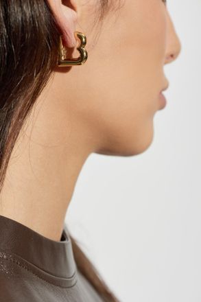 Balenciaga Earrings In The Shape Of A Logo, Womens, Gold