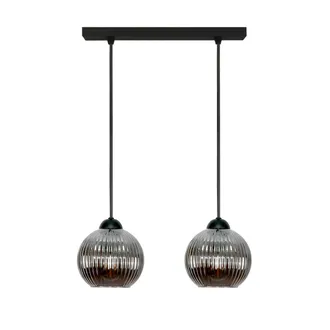 OEM Lampada A Sospensione Nera Con Paralume In Vetro Grafite, Forma Sferica 15-058