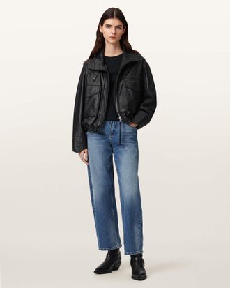 AllSaints Clay Cropped Leather Jacket