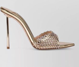 Le Silla crystal mesh open toe stiletto mules