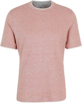 Brunello Cucinelli Brunello Cucinelli, T-Shirts, male, Pink, Size: 2XL Short Sleeve Round Neck T-shirt