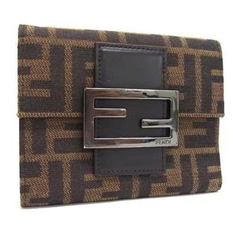 Fendi Brown Canvas Leather Wallet (Tri-Fold) (Pre-Owned)