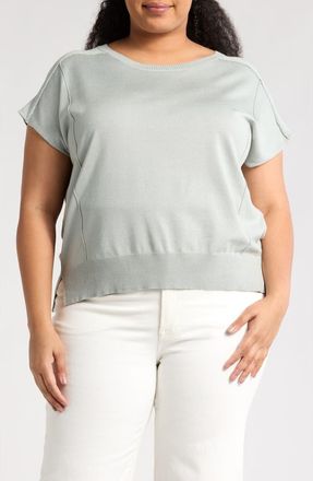 Adrianna Papell Exposed Seam Sweater in Dusty Sea Mist at Nordstrom Rack, Size 1X