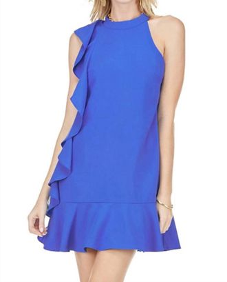 Jade Yoga Side Ruffles Mini Dress In Blue