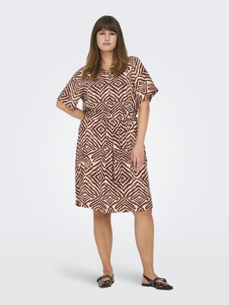Only Carmakoma Sommerkleid ONLY CARMAKOMA CARSHILLA 2/4 KNEE DRESS VIS AOP BS, Damen, Gr. 42, N-Gr, hot chocolate aop:tribe, Web, Obermaterial: 100% Viskose, bedruck