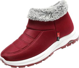 Generic Winter Snow Boots for Women Non Slip Waterproof Slip On Booties Warm Fur Lined Orthopedic Shoes Casual Comfy Ankle Shoes with Arch Support Lightweight