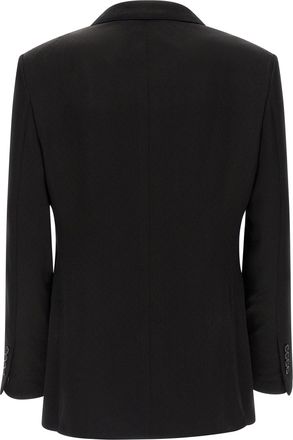 Tom Ford Double-Breasted Tone-on-Tone Polka Dot Blazer - Black