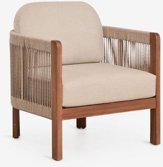 Sklum Sill&oacute;n De Jard&iacute;n En Madera De Acacia Y Cuerda Trenzada Serel Sklum