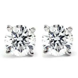 Pompeii3 Certified 1.00Ct Natural Round Screw Back Diamond Studs 14k Gold