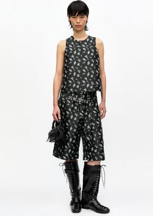 Ganni Floral Jacquard Shorts - Size 32 Black