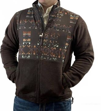 Hooey Tech Full Zip Jacket In Brown/blue Aztec