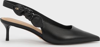 Charles & Keith Jayce Leather Slingback Kitten Heels