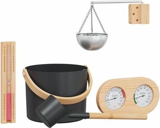 vidaXL Juego De Accesorios De Sauna 5 Pcs Negro Vidaxl