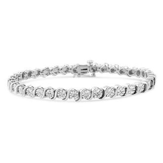 House of Brilliance 925 Sterling Silver 1/10 Cttw Diamond Miracle Plate and S Link Tennis Bracelet in White at Nordstrom