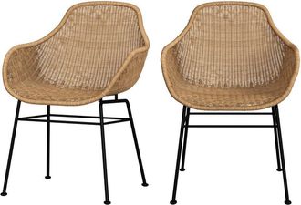 Rendez-Vous D&eacute;co Rendez-vous D&eacute;co - Set De 2 Sillas De Resina Trenzada Natural - Carmela