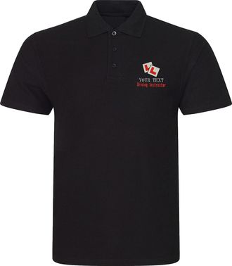 Generic Personalised Embroidered Driving Instructor Company Custom Name Text Shirt Work Wear Polo Top (Navy, XXL, xx_l)