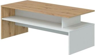 Dmora Mesa De Centro Dmore, Mesa De Centro, Mesa De Centro, Mesa Baja, 100x50h43 Cm, Roble Nudos Y Blanco Brillo - Dmora