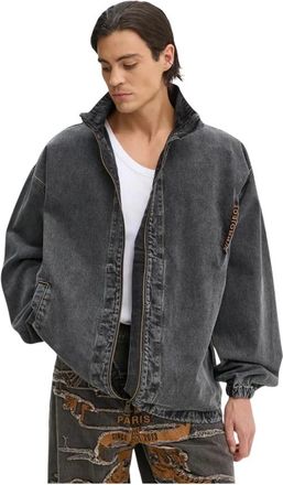 Y / Project Evergreen Pinched Logo Denim Windbreaker - Heren - Spijkerjassen - Grijs - M - Denim - Jassen