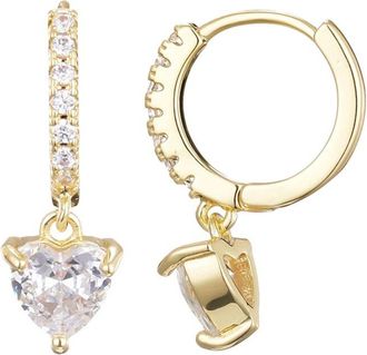 Adornia Adornia 14K Plated Cz Heart-Shaped Huggie Hoop Earrings