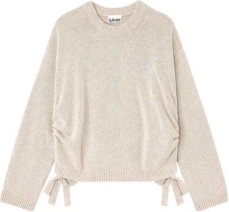 Ganni Wool Mix Sweater - Dames - Ronde hals truien - Beige - XS - Wol - Truien & Vesten