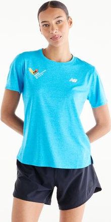 New Balance Mujer Valencia Marathon Athletics T-Shirt en Azul, Poly Knit, Talla XL