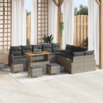 vidaXL Conjunto De Sof&aacute; De Jard&iacute;n 14 Pcs Gris 110 X 55 X 71 Cm Vidaxl
