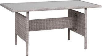 Beliani Beliani - Mesa De Jard&iacute;n De Rat&aacute;n Gris Claro 145 X 80 Cm Tablero Vidrio Exterior Viterbo