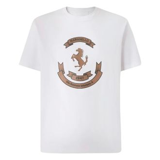 Ferrari Katoenen T-shirt met logoprint - Heren - Tops - Wit - Maat: S Katoen