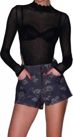Fleur du Mal Scalloped Pointelle Knit Top In Black
