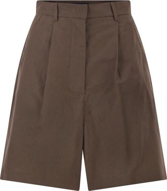 Max Mara Weekend Maxmara Wkdecuba Cotton And Linen Canvas Bermuda Shorts