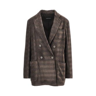 Emporio Armani Jacquard chenille double-breasted jacket Woman 40