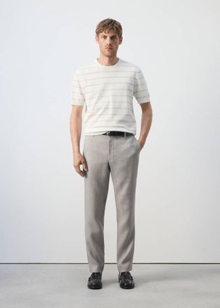 Mango Pantaloni 100% lino slim fit grigio chiaro vigor&eacute; - Uomo - 44 - MANGO MAN